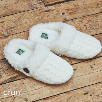 Aran Woollen Mills Aran Knitted Slip On Slippers